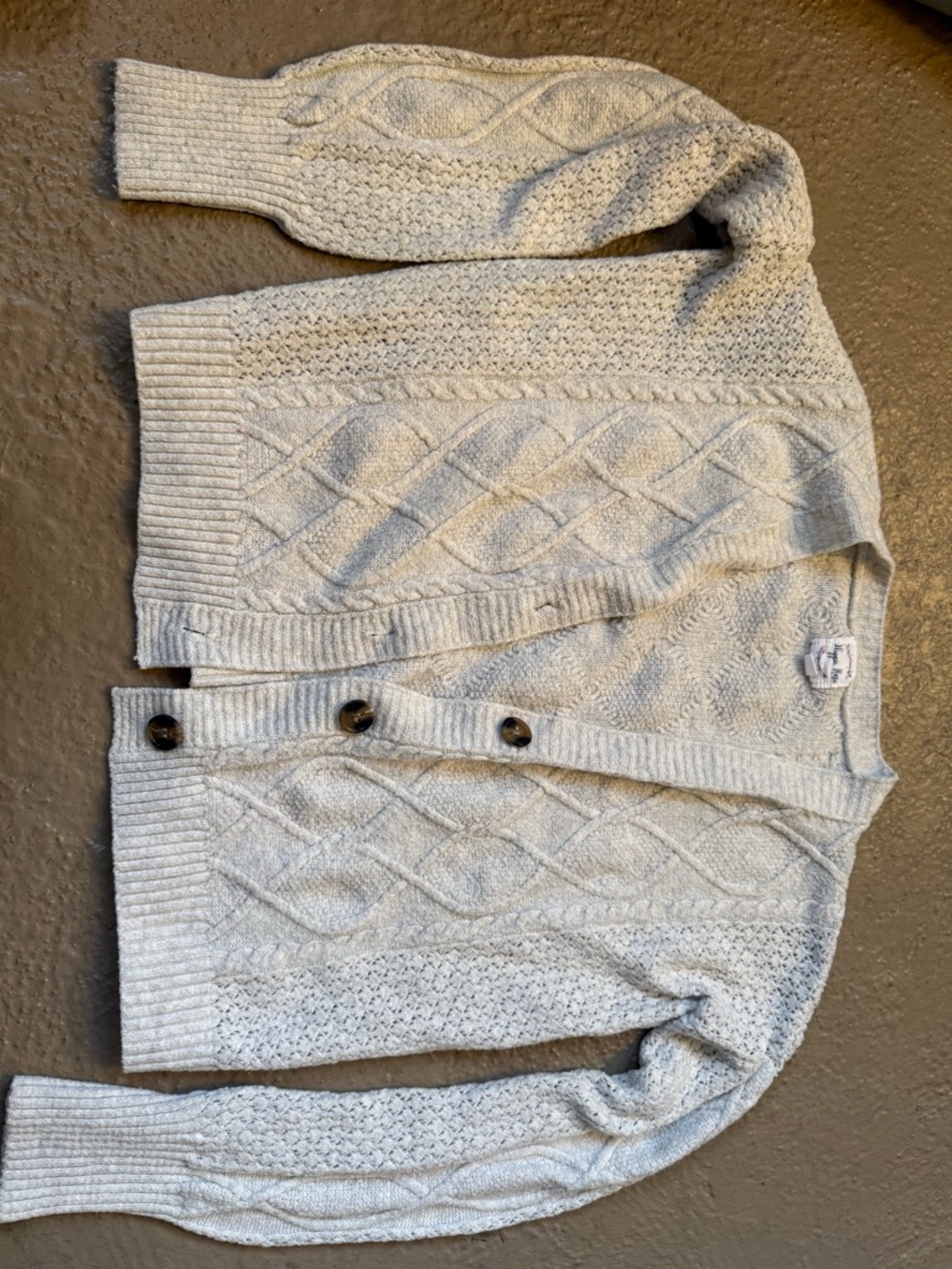 Cozy Cream Cable Knit Button-Front Women's Cardigan Medium